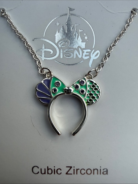 Disney Other - Disney Little Mermaid Minnie Mouse Ear Purple & Green Necklace